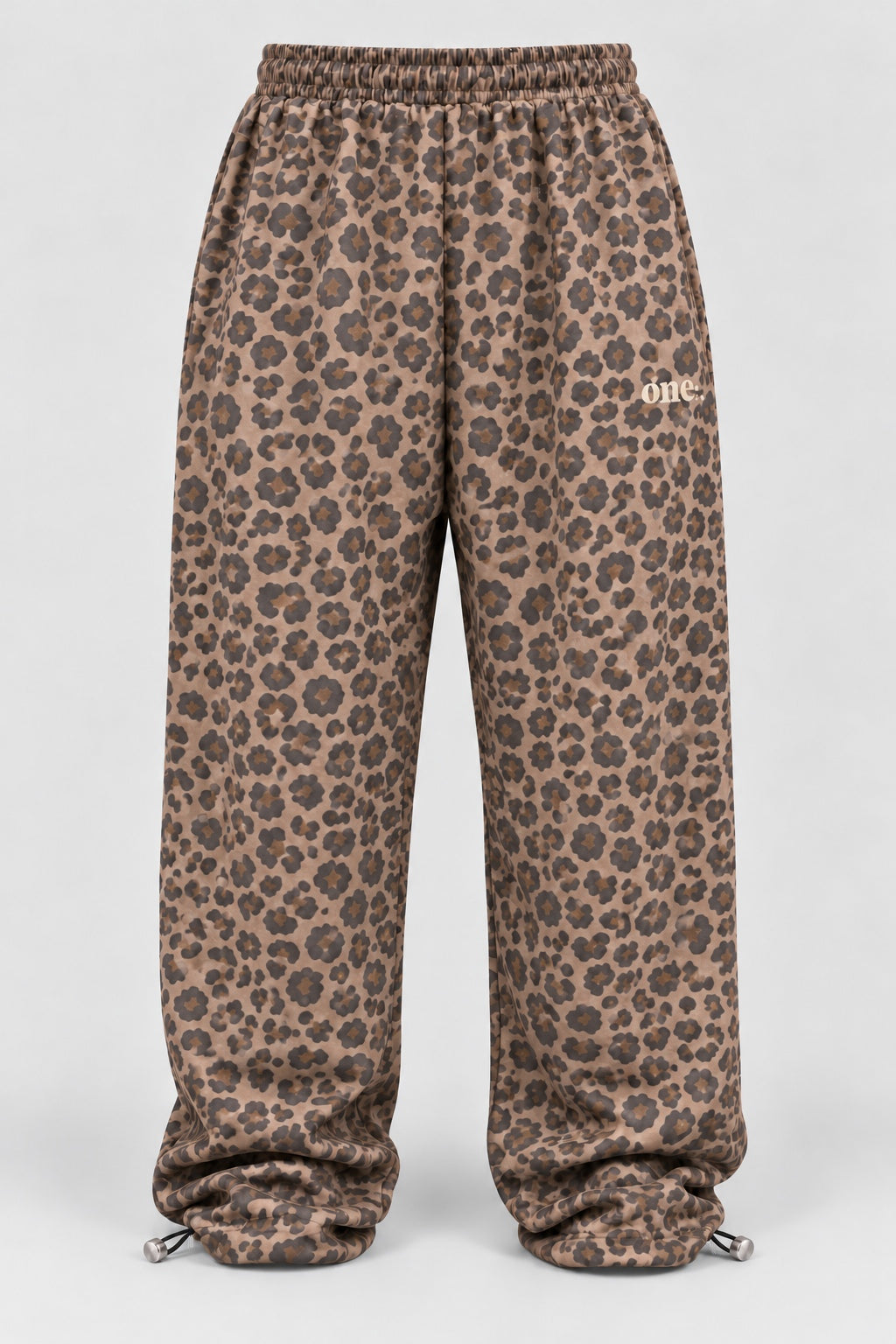 Leopard Jogger — front, matching oversized cut, waist drawcord hidden