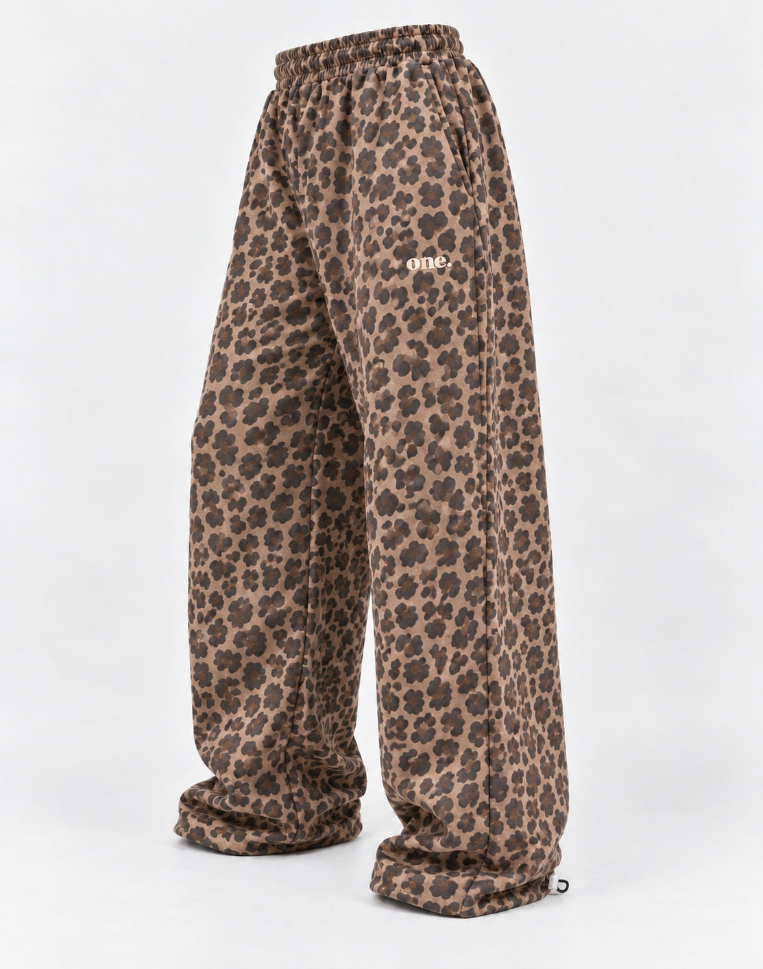 Leopard Jogger — side, matching oversized cut, waist drawcord hidden