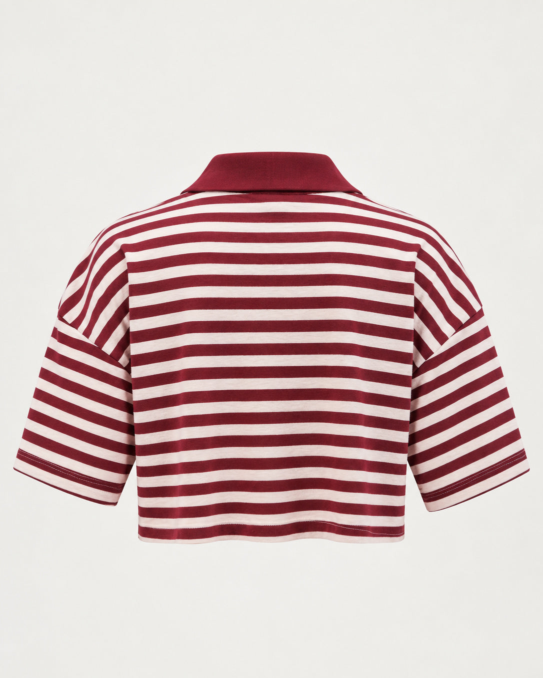 Studio Stripe Ruby Crop Polo Tee — back view