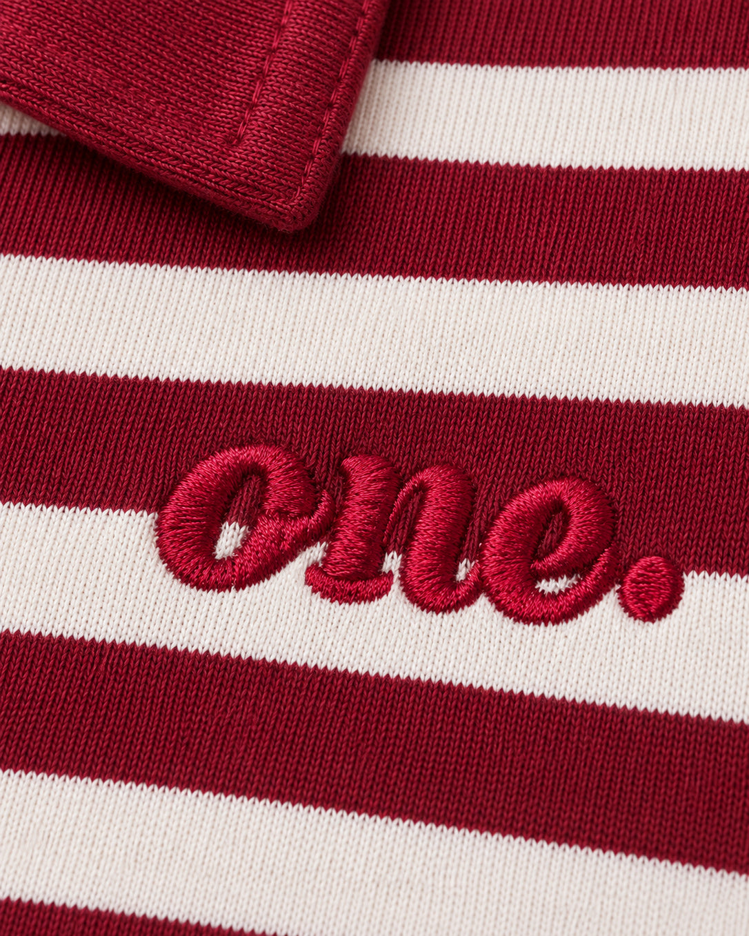 Studio Stripe Ruby Crop Polo Tee — detail view