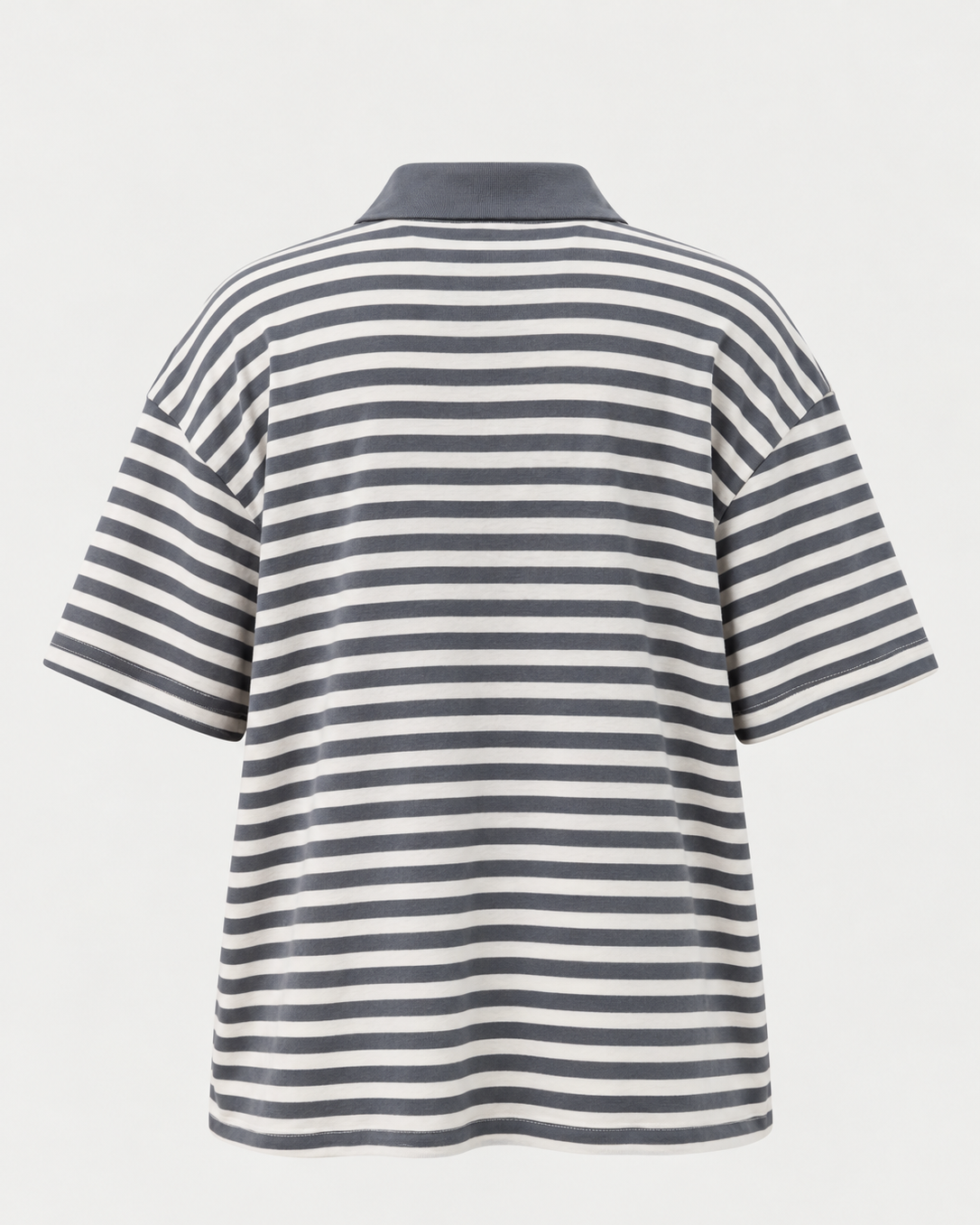 Studio Stripe Gray Polo Tee — back view