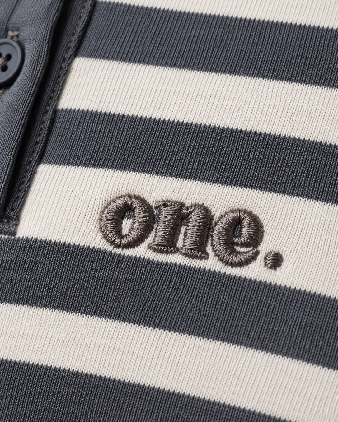 Studio Stripe Gray Polo Tee — detail view