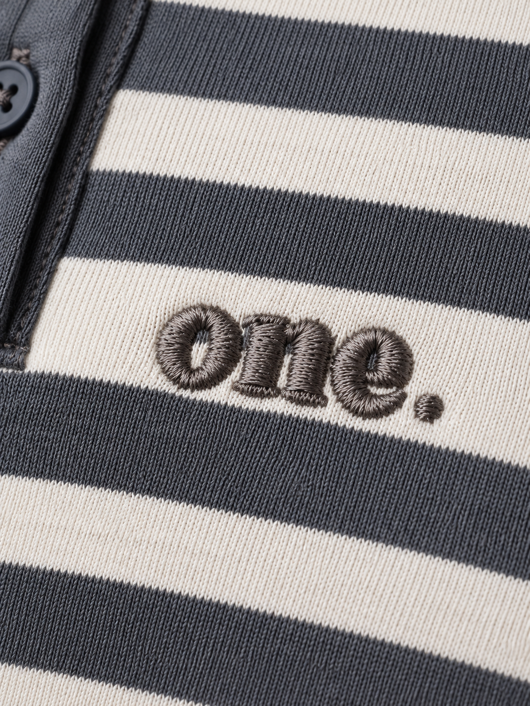 Studio Stripe Gray Polo Tee — detail view