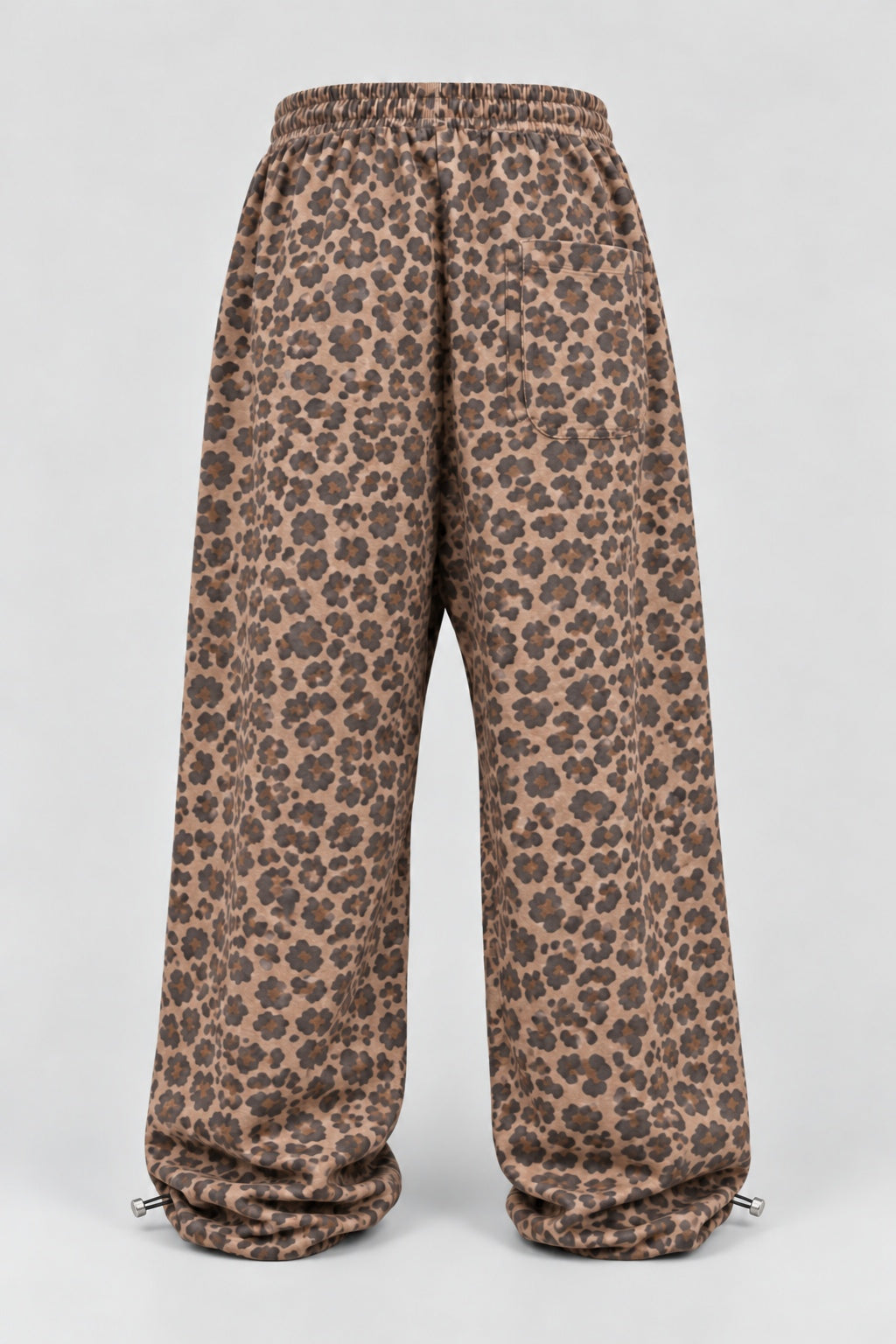 Leopard Jogger — back, matching oversized cut, waist drawcord hidden