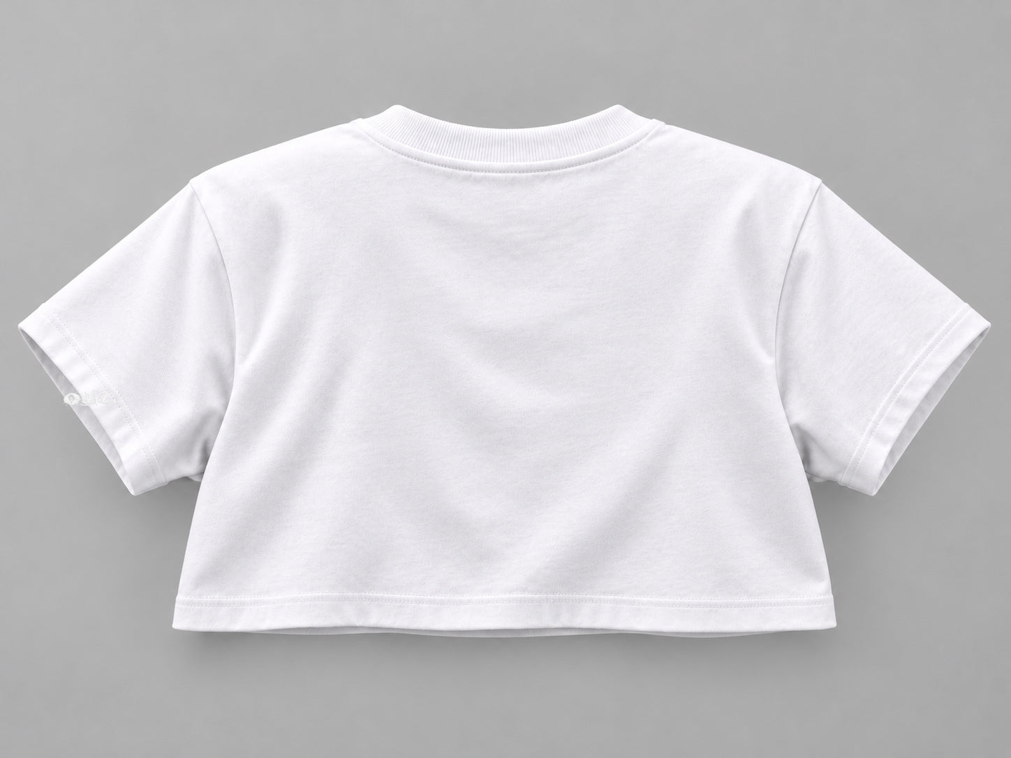 ONE Boxy Crop White – back, horizontal logo at bottom of sleeve