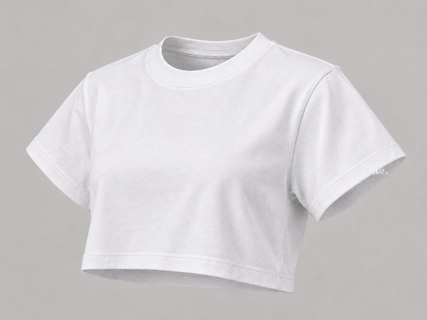 ONE Boxy Crop White – side, horizontal logo at bottom of sleeve