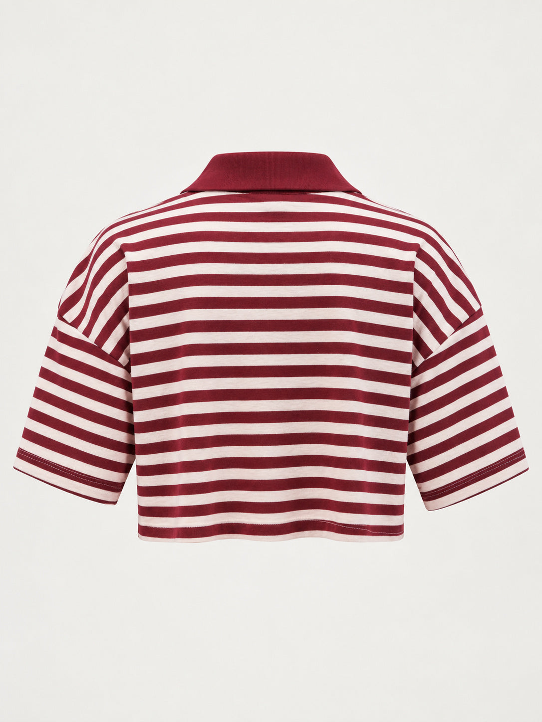 Studio Stripe Ruby Crop Polo Tee — back view