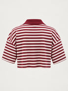 Studio Stripe Ruby Crop Polo Tee — back view