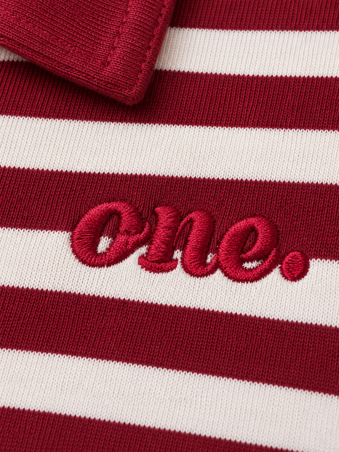 Studio Stripe Ruby Crop Polo Tee — detail view