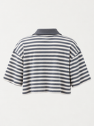Studio Stripe Gray Crop Polo Tee — back view