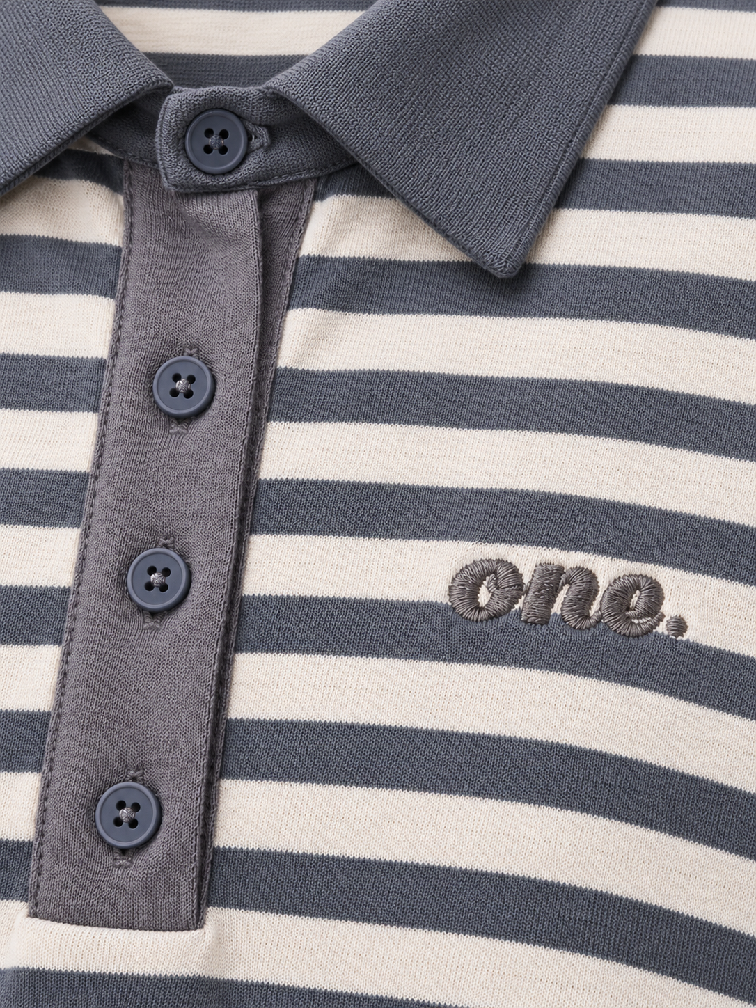 Studio Stripe Gray Crop Polo Tee — detail view