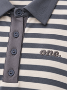 Studio Stripe Gray Crop Polo Tee — detail view
