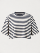 Studio Stripe Gray Crop Tee — front view