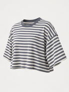 Studio Stripe Gray Crop Tee — side view