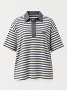 Studio Stripe Gray Polo Tee — front view