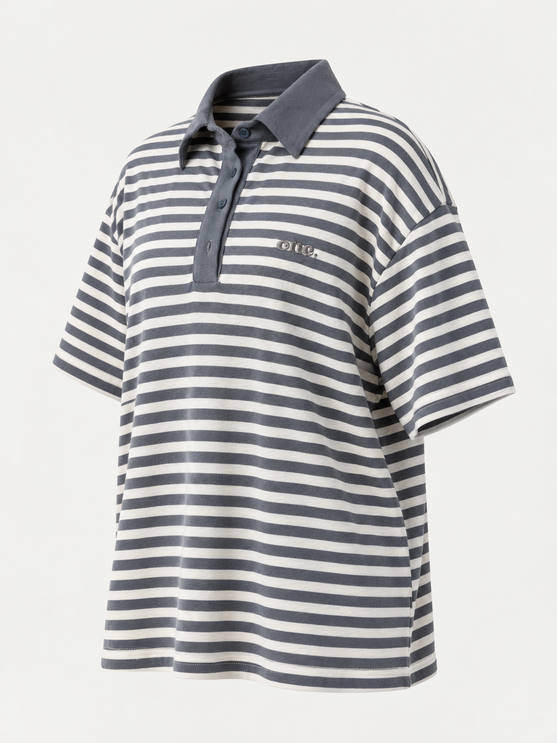 Studio Stripe Gray Polo Tee — side view