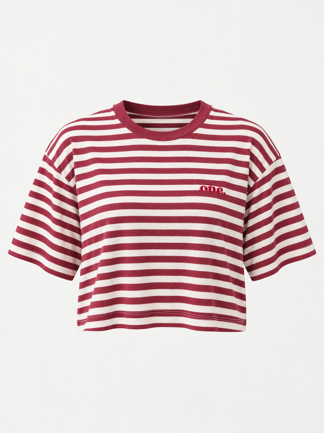 Studio Stripe Ruby Crop Tee — front view