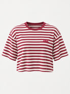 Studio Stripe Ruby Crop Tee — front view