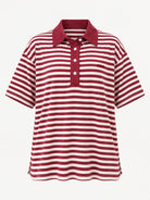 Studio Stripe Ruby Polo Tee — front view